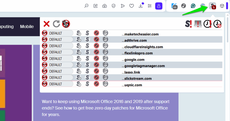 Estensione NoScript su maketecheasier.com