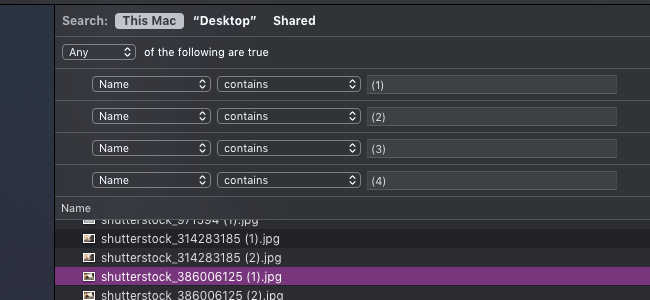 Поиск файлов с суффиксом (1) в имени