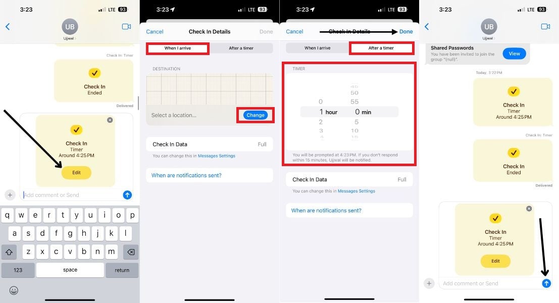Редактирование деталей Check In