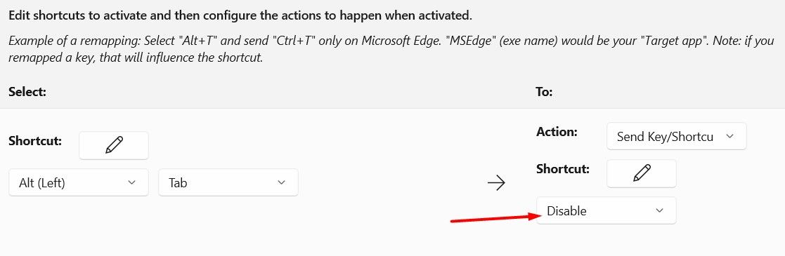 Опция отключения ALT+Tab в PowerToys