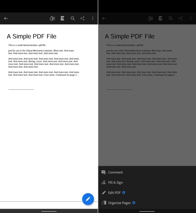 Интерфейс подписи PDF в Adobe на Android