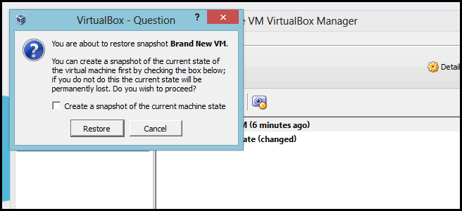 Опция создания снимка текущего состояния при восстановлении — отключите, если не хотите сохранять ошибку