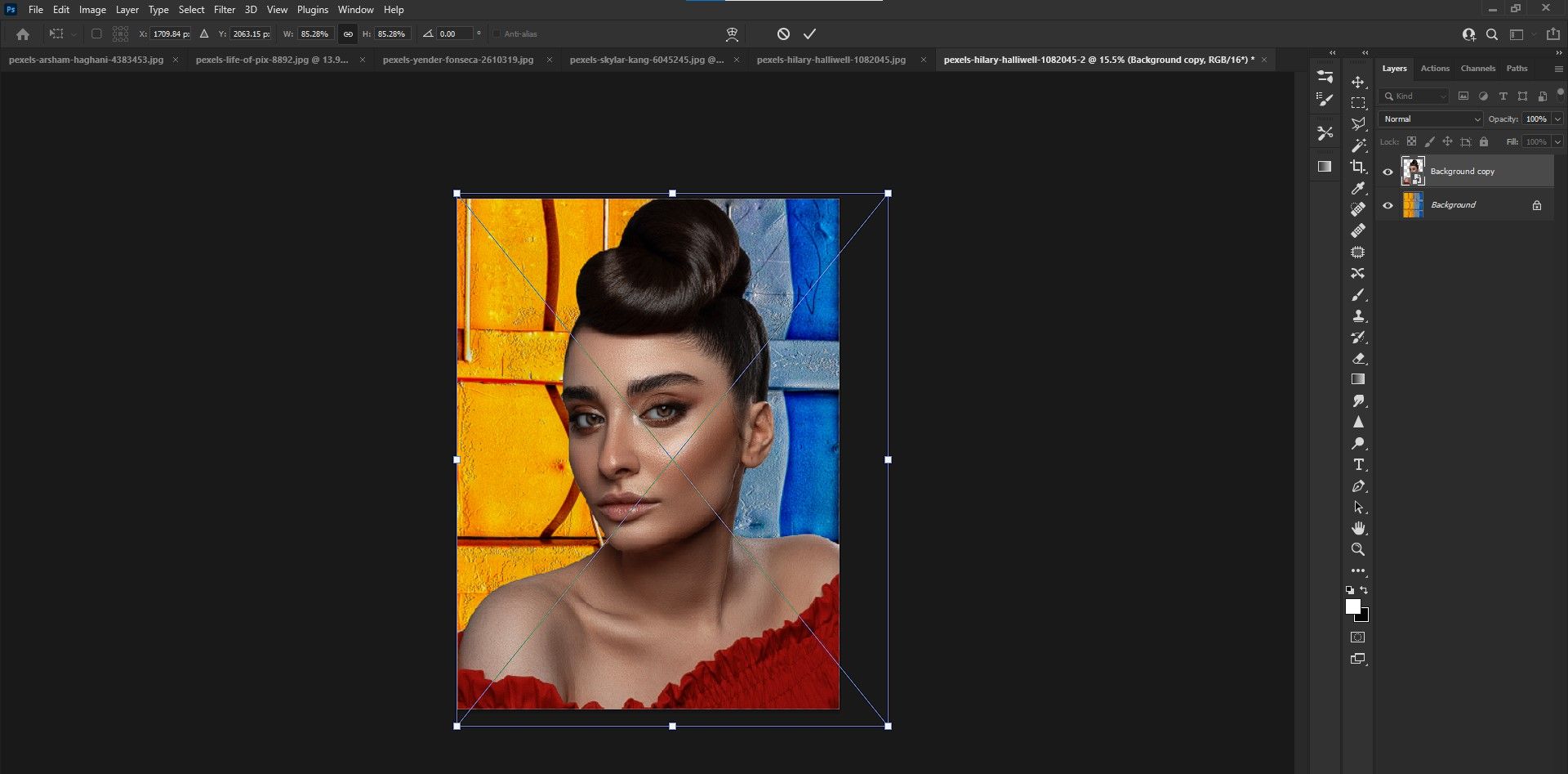 Перемещение маркеров трансформации