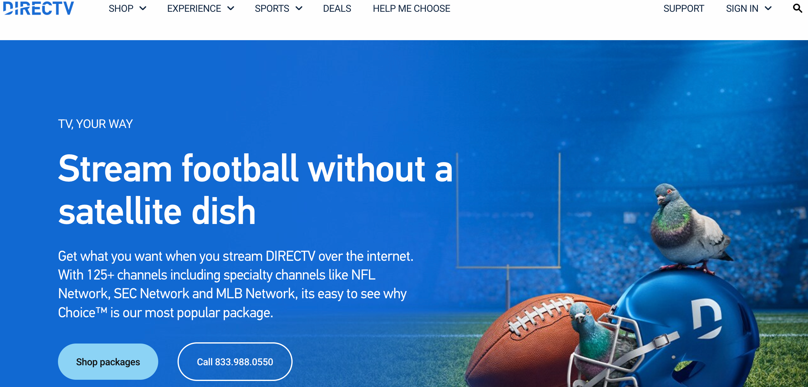Главная страница DirecTV Stream