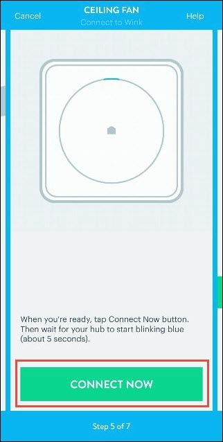Кнопка Connect Now; хаб мигает синим индикатором