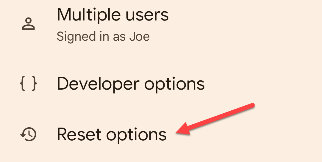Нажмите «Сброс» или «Параметры сброса»