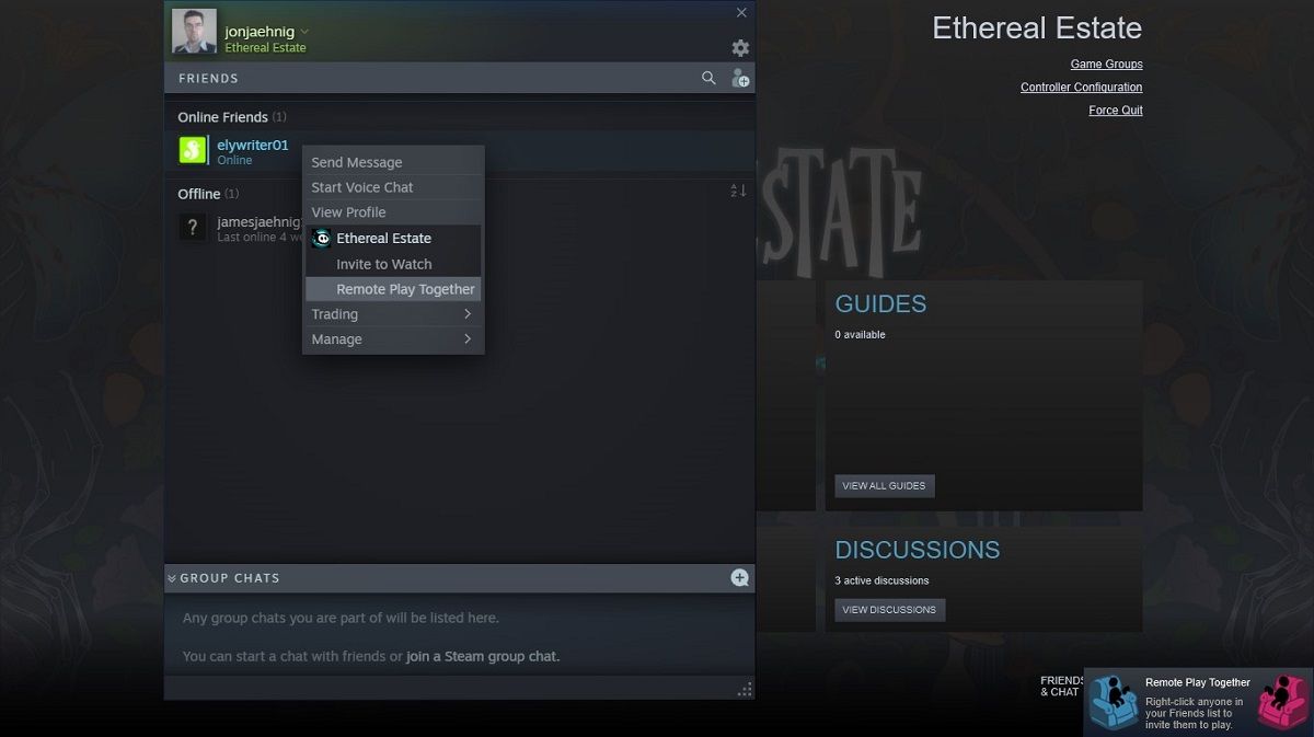 Приглашение друзей в Remote Play Together