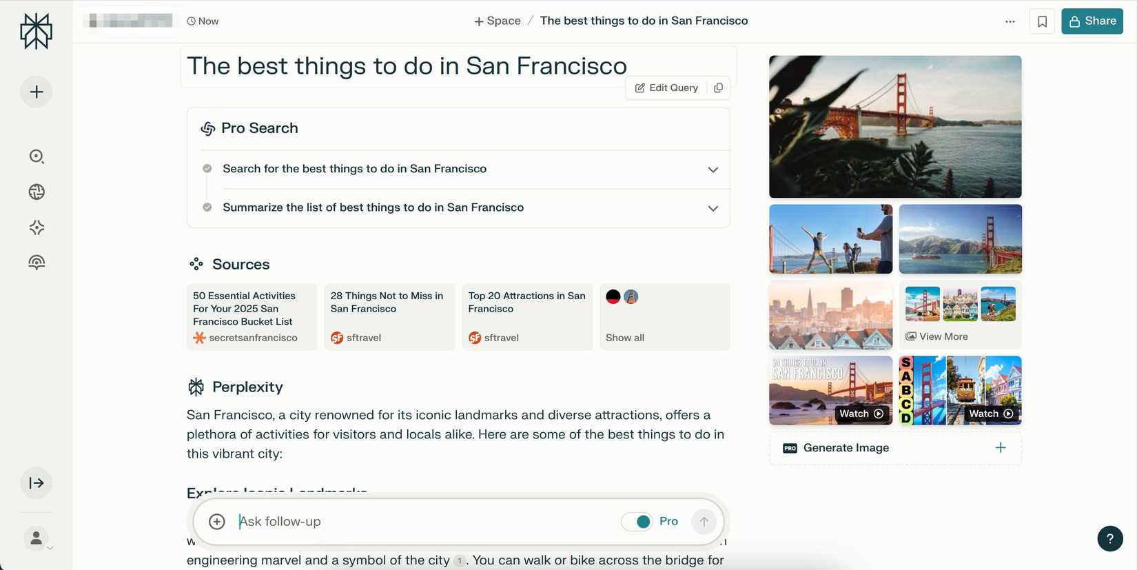 Интерфейс Perplexity Pro с примерами запросов