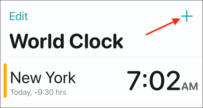 Нажмите плюс в приложении World Clock Time Widget