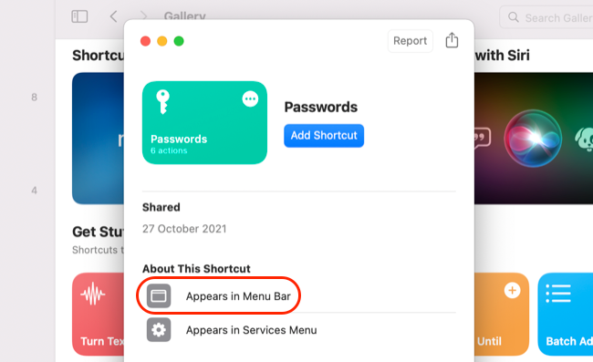 Добавление в macOS Shortcuts
