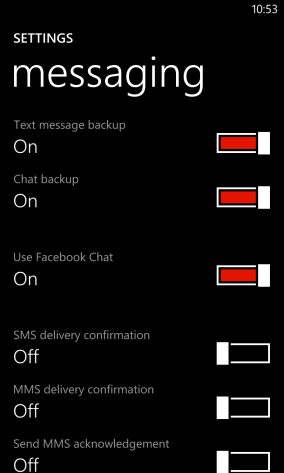 Опции резервного копирования текстовых сообщений и чатов в Windows Phone