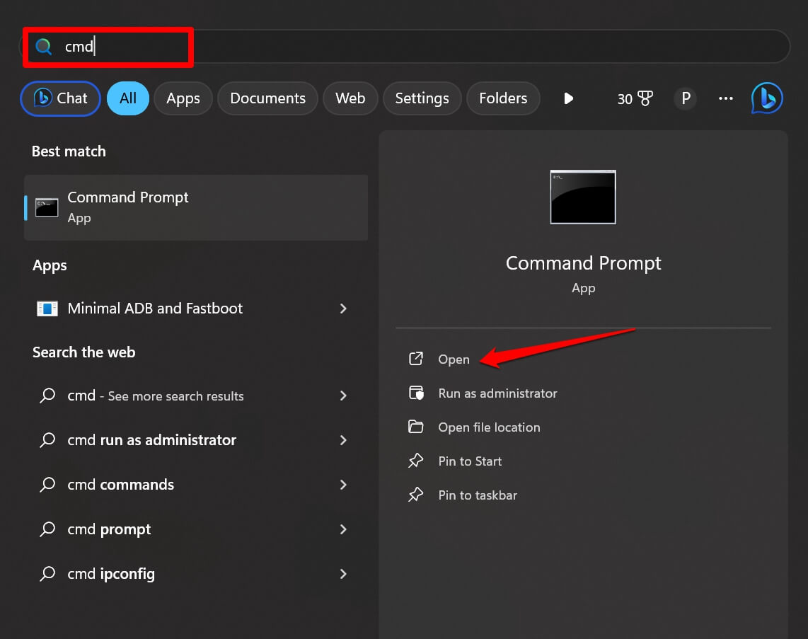 Запуск Командной строки в Windows 11