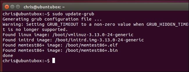 Процесс генерации grub.cfg на Ubuntu