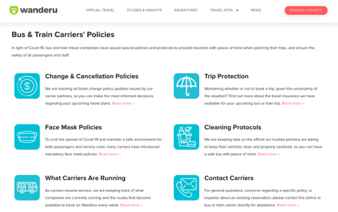 Wanderu предлагает обновлённые гайды по поездам и автобусам и их политикам безопасности