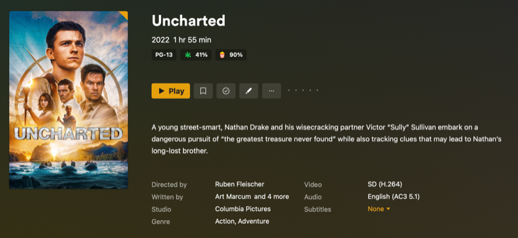 Plex displays metadata about your media