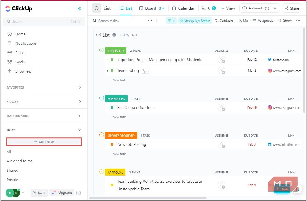 Выбор Документов из боковой панели