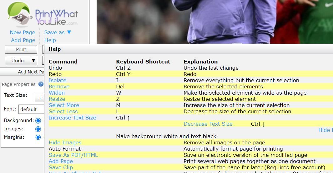 Горячие клавиши PrintWhatYouLike