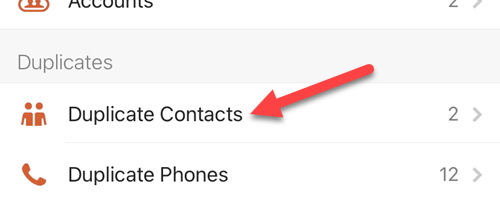 Выберите «Дубли контактов».