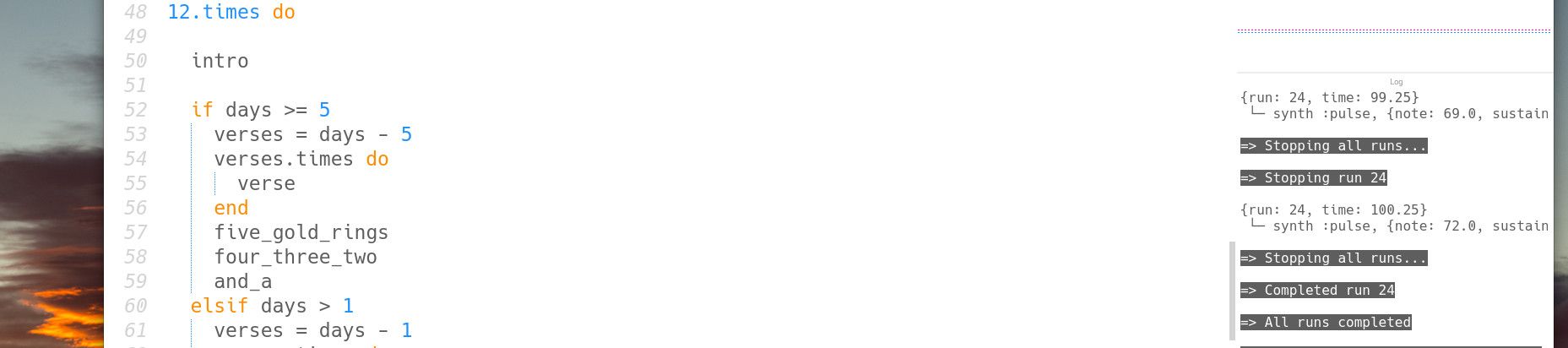 создание музыкального цикла в sonic pi