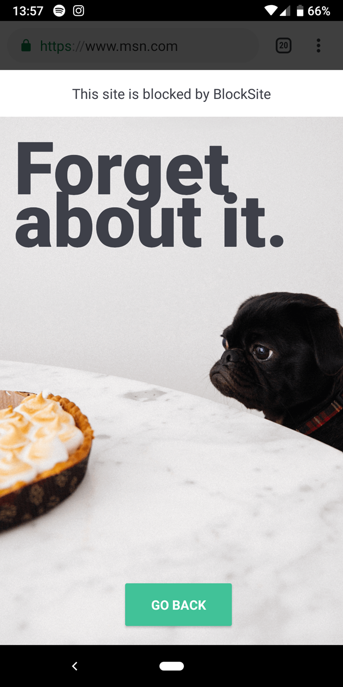 Сообщение о заблокированном доступе в BlockSite