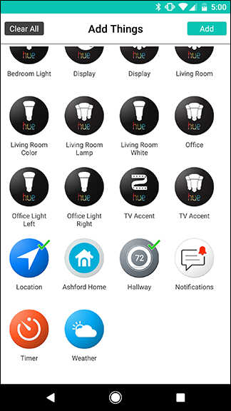 Выбранные Things в рабочей панели
