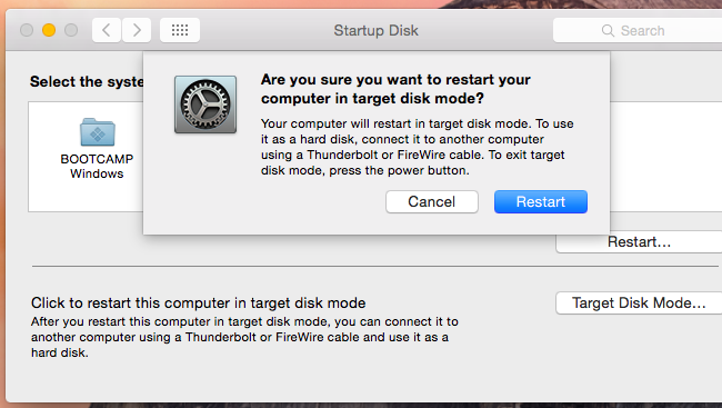 Параметры загрузочного диска в Системных настройках macOS