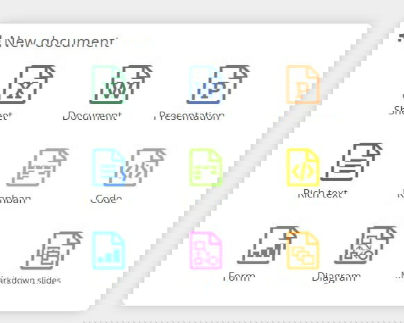 Nine app types offered in CryptPad.