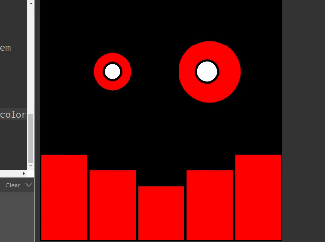 Готовая цветная реактивная на звук голова робота в p5.js