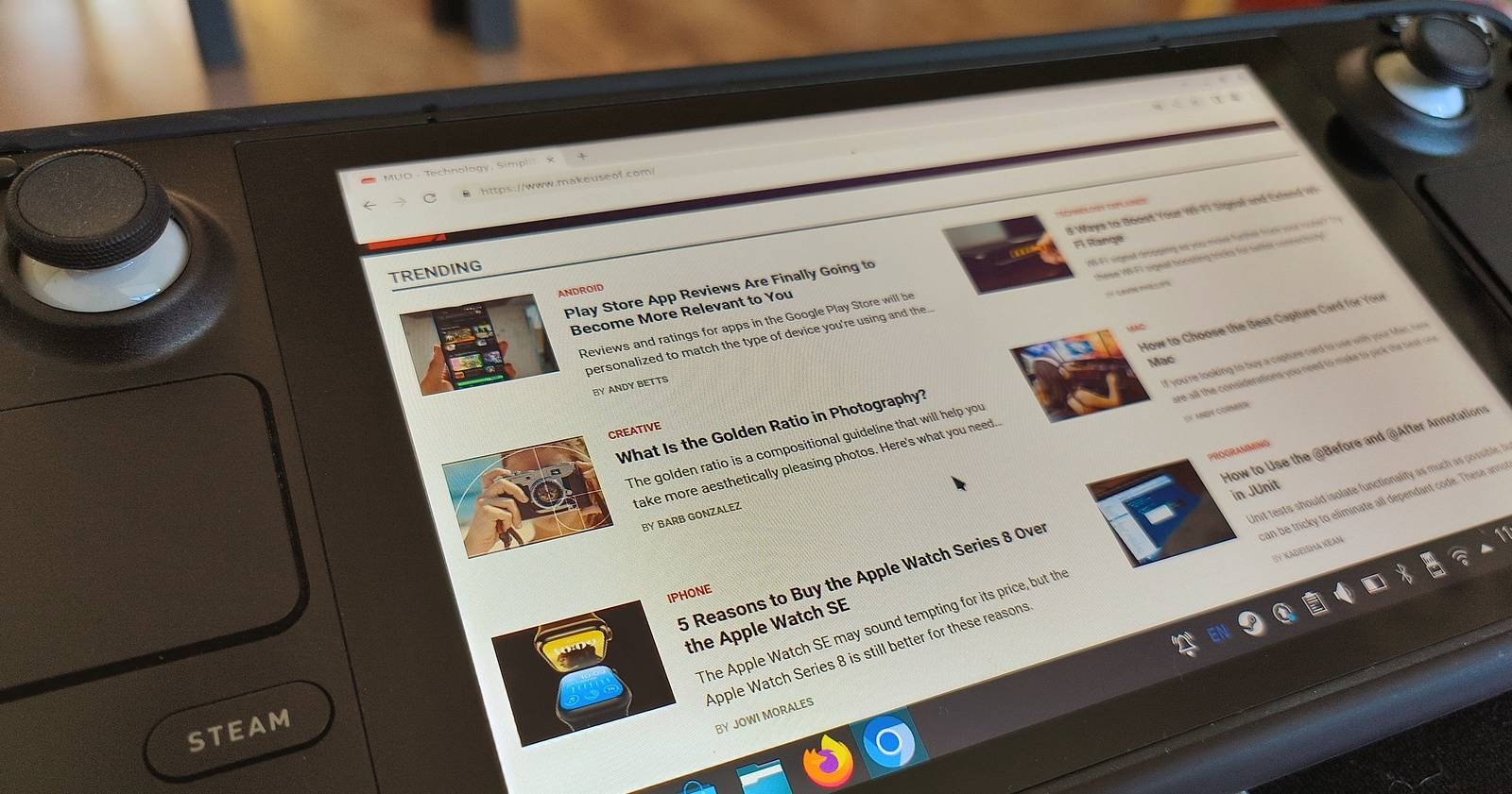 Steam Deck running browser