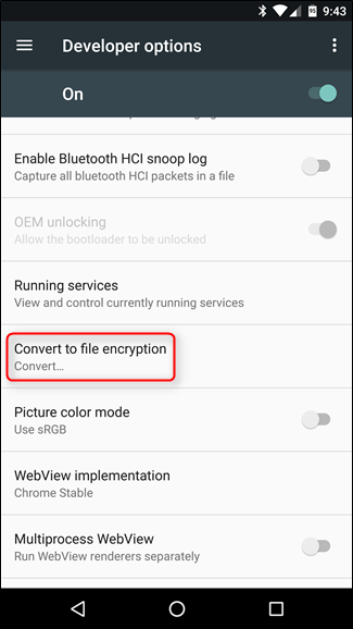 Скриншот экрана настроек, показывающий опции блокировки и шифрования