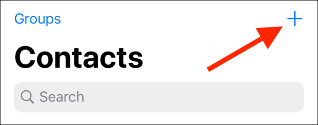 Tap on Plus button in Contacts app
