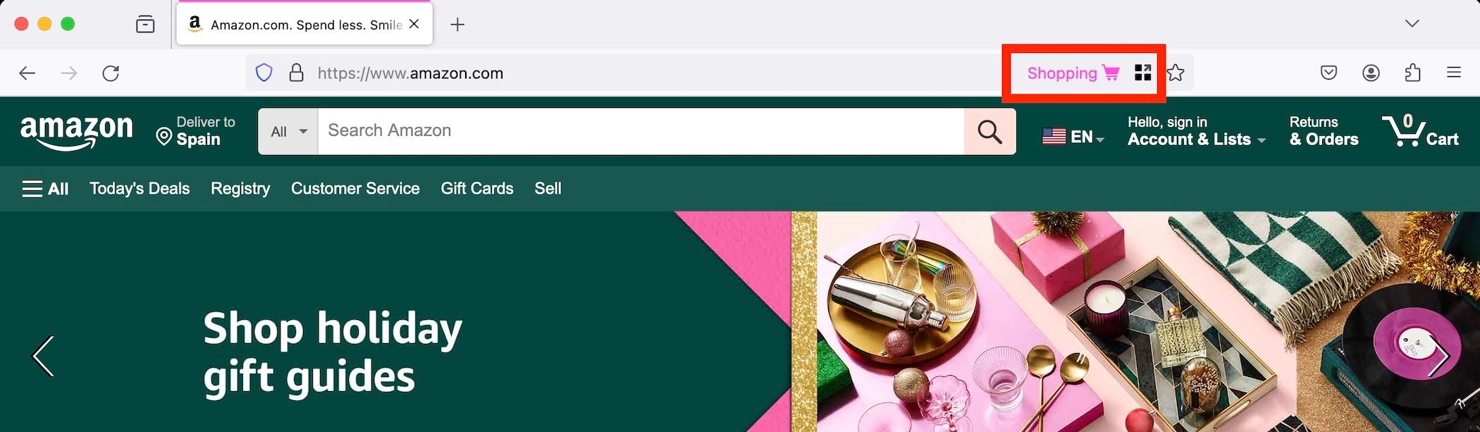 Отображение имени контейнера в адресной строке