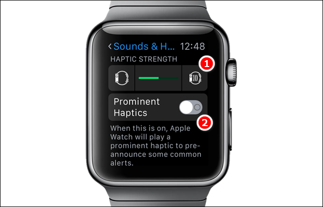 Настройка силы и включение Prominent Haptics на Apple Watch
