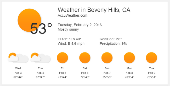 Скриншот карточки погоды в приложении Alexa