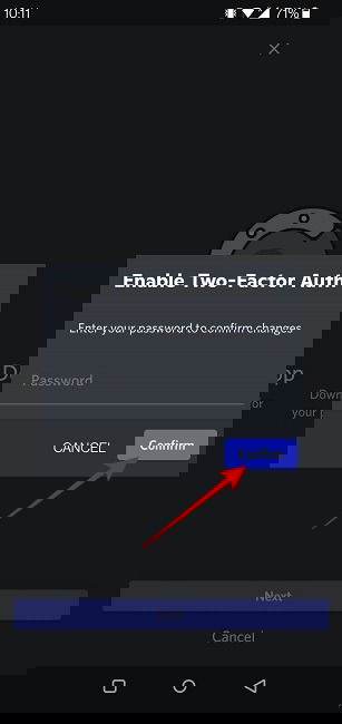 Saisie mot de passe Discord mobile