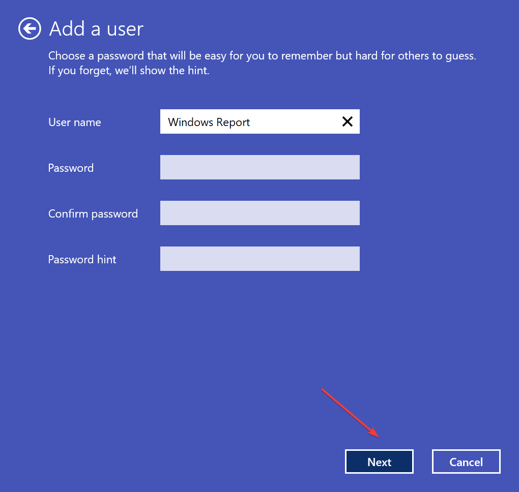 Создание локального пользователя