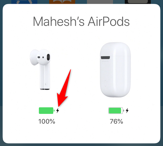 Статус заряда AirPods на экране iPhone.