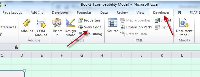 Раздел разработчика в Excel