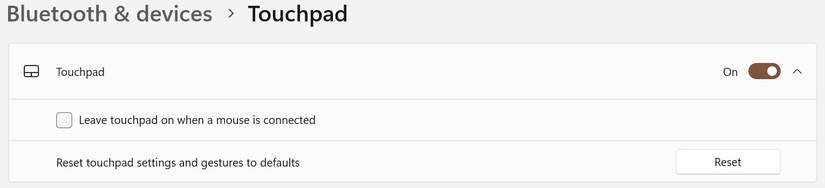 Сброс настроек тачпада в приложении Параметры Windows