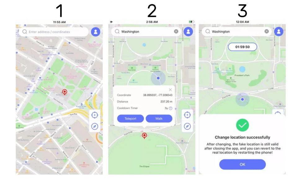 Симуляция GPS маршрута на экране