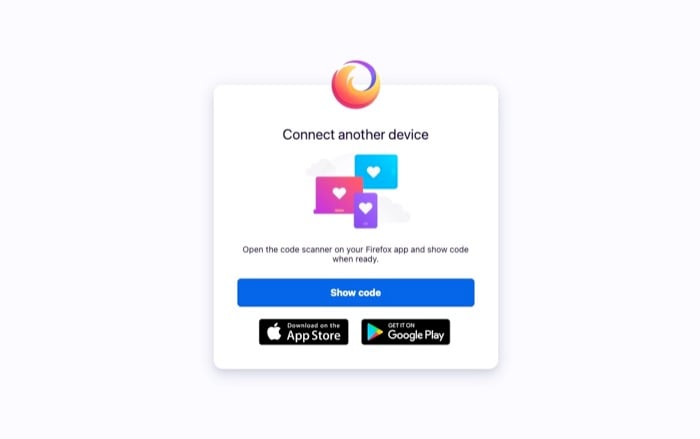 показ кода синхронизации Firefox