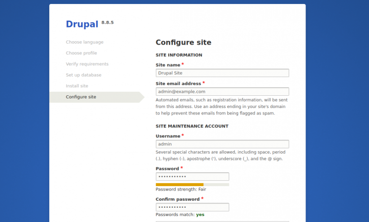 Конфигурация сайта Drupal