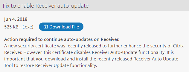 Citrix автообновление и установочный файл Receiver