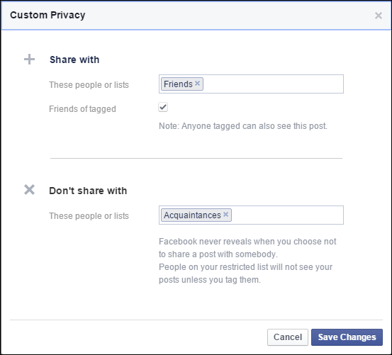 Пользовательская настройка списка «не показывать»