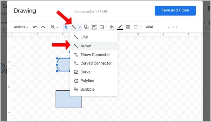 Выбор стрелки в Google Drawing