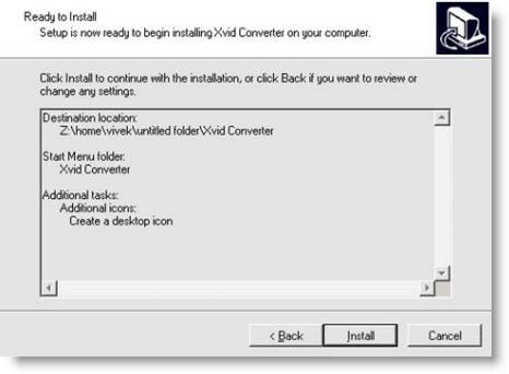 Готово к установке Xvid Converter