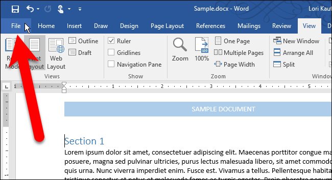 Клик по вкладке Файл