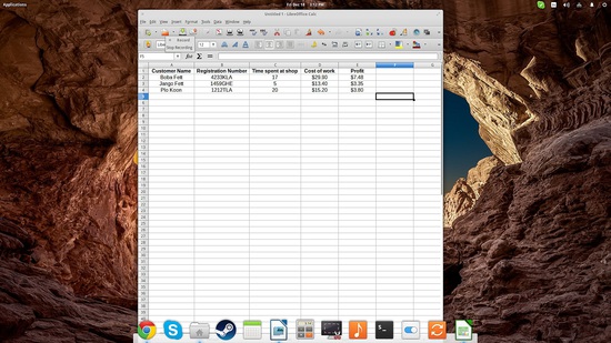 Шаблон отчёта клиента в LibreOffice Calc с полями для ввода данных