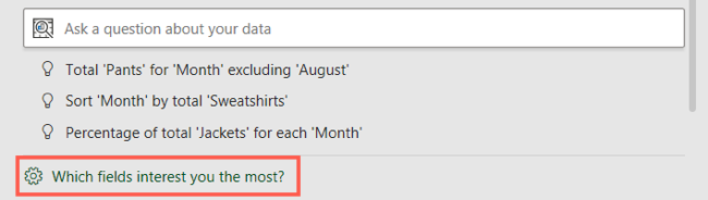 Опция выбора полей для анализа в панели Анализ данных