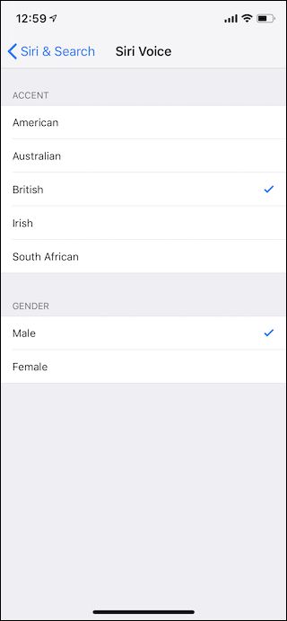 Список доступных голосов Siri